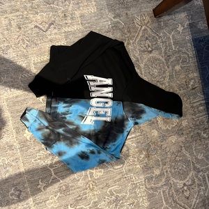 angle half black half tie-dye blue